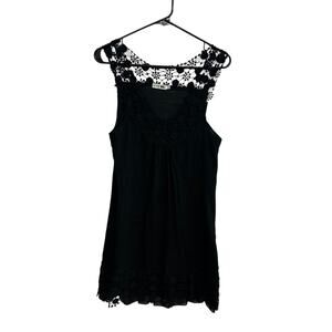 Boho Crochet Lace Tunic Dress Style 101 Black Dark Feminine Small